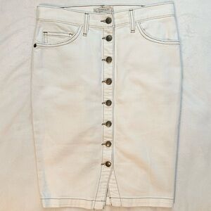 Current/Elliot The Dorothy Jean White Pencil Skirt Sz 0 Button Front Knee length